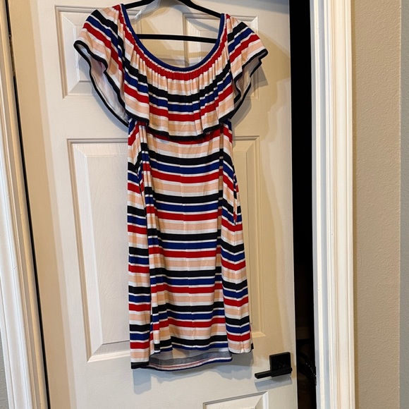 Lane Bryant Multicolor Striped Off-Shoulder Dress - Picture 6 of 8